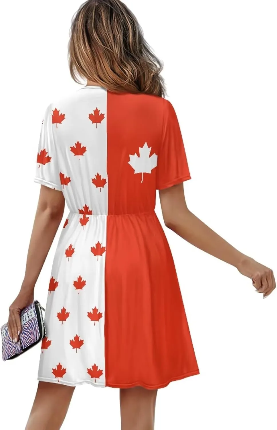 AFPANQZ Women's Midi Swing Dress - Summer Short Sleeve A-Line Dress Elegant Tunic Style Plus Size V-Neck T-Shirt Dress