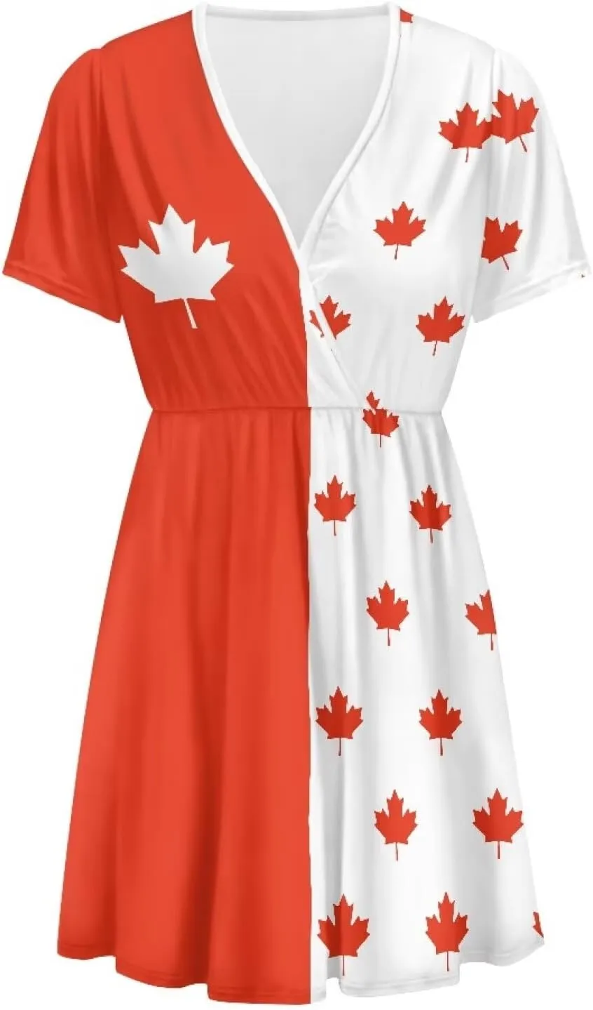 AFPANQZ Women's Midi Swing Dress - Summer Short Sleeve A-Line Dress Elegant Tunic Style Plus Size V-Neck T-Shirt Dress