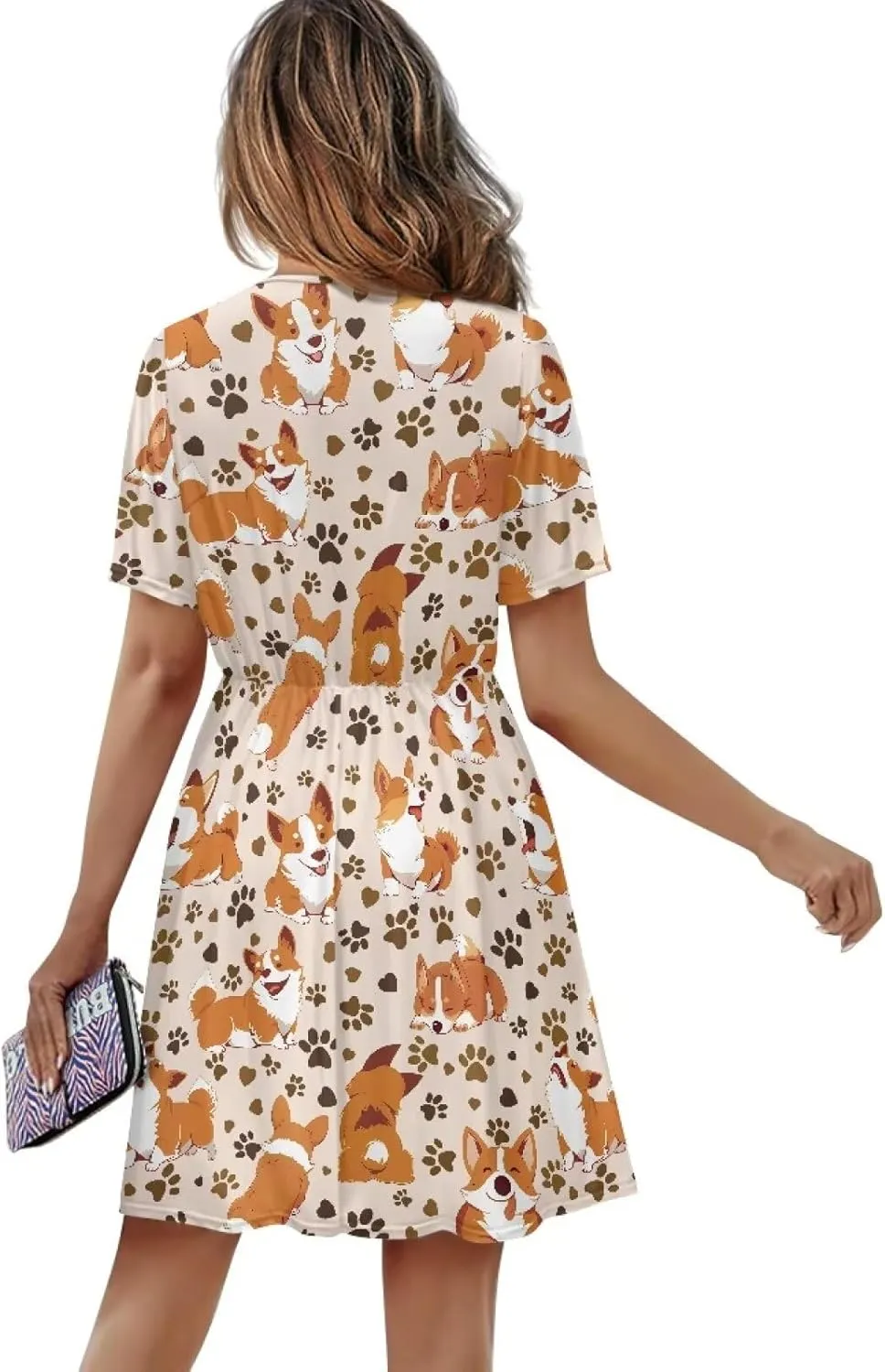 AFPANQZ Women's Midi Swing Dress - Summer Short Sleeve A-Line Dress Elegant Tunic Style Plus Size V-Neck T-Shirt Dress