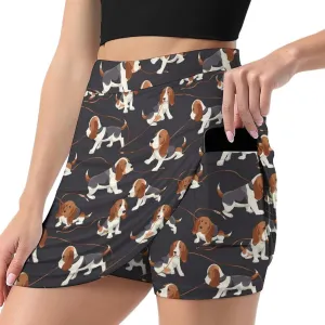 Aggrieved Beagle Dogs Women's Skort Athletic Skirt Golf Skorts A-line Skirts with Built-in Shorts Pockets