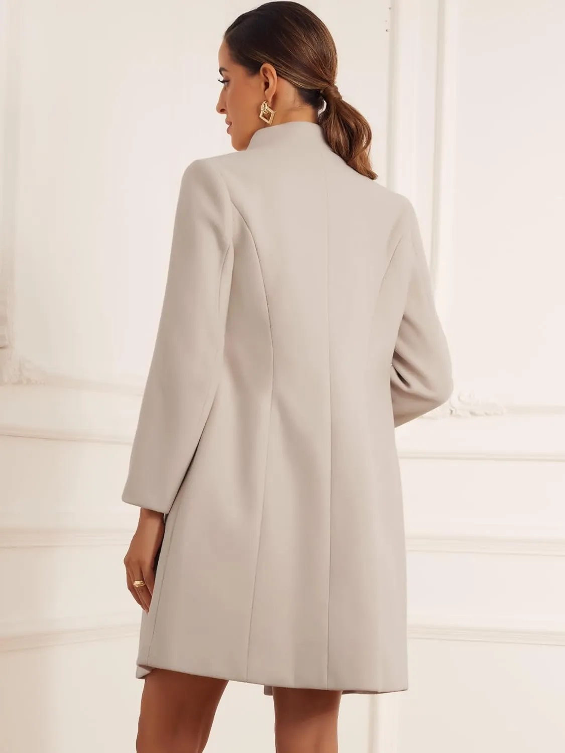 Allegra K Peacoat Coat for Women's Wrap Collar 2024 Winter Trench Coat