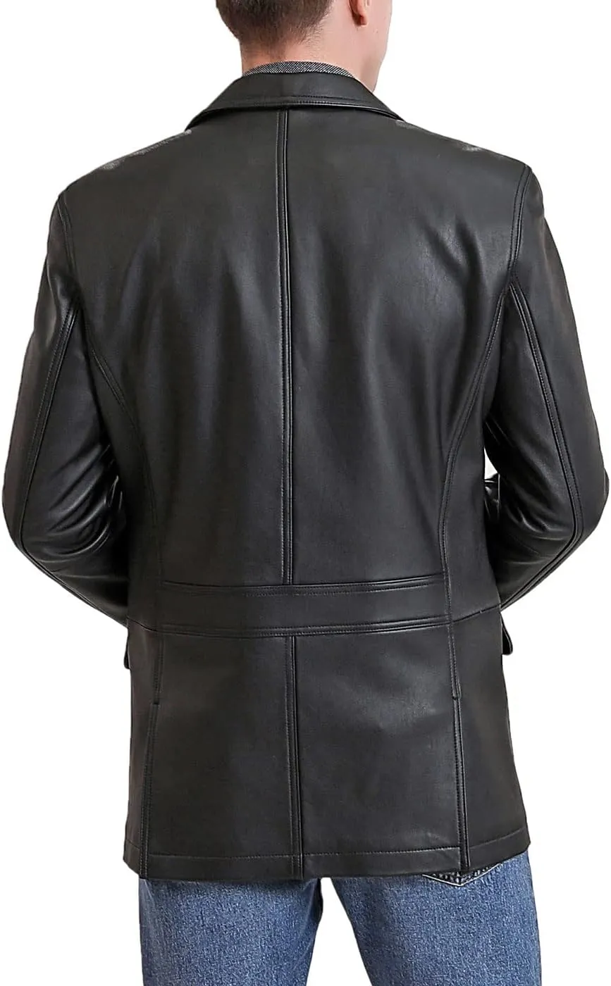 BGSD Men Grant 2-Button Leather Blazer Sport Coat Jacket (Also available in Big and Tall and Short)