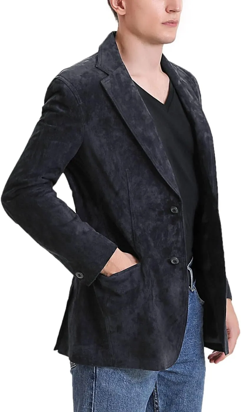 BGSD Men Grant 2-Button Leather Blazer Sport Coat Jacket (Also available in Big and Tall and Short)