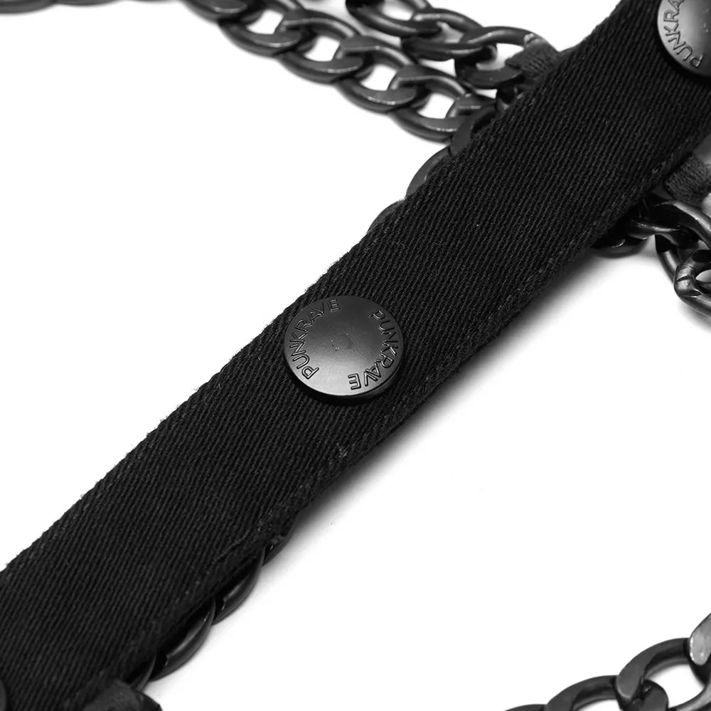 Black Warlock Chain Waistcoat Punk Rave Style