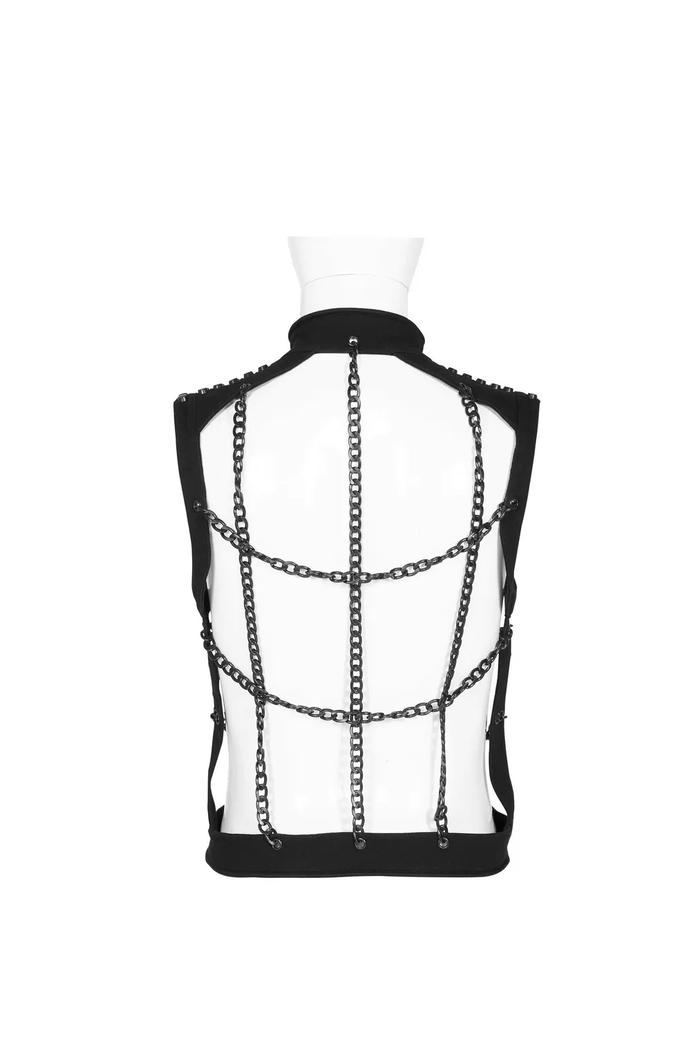 Black Warlock Chain Waistcoat Punk Rave Style