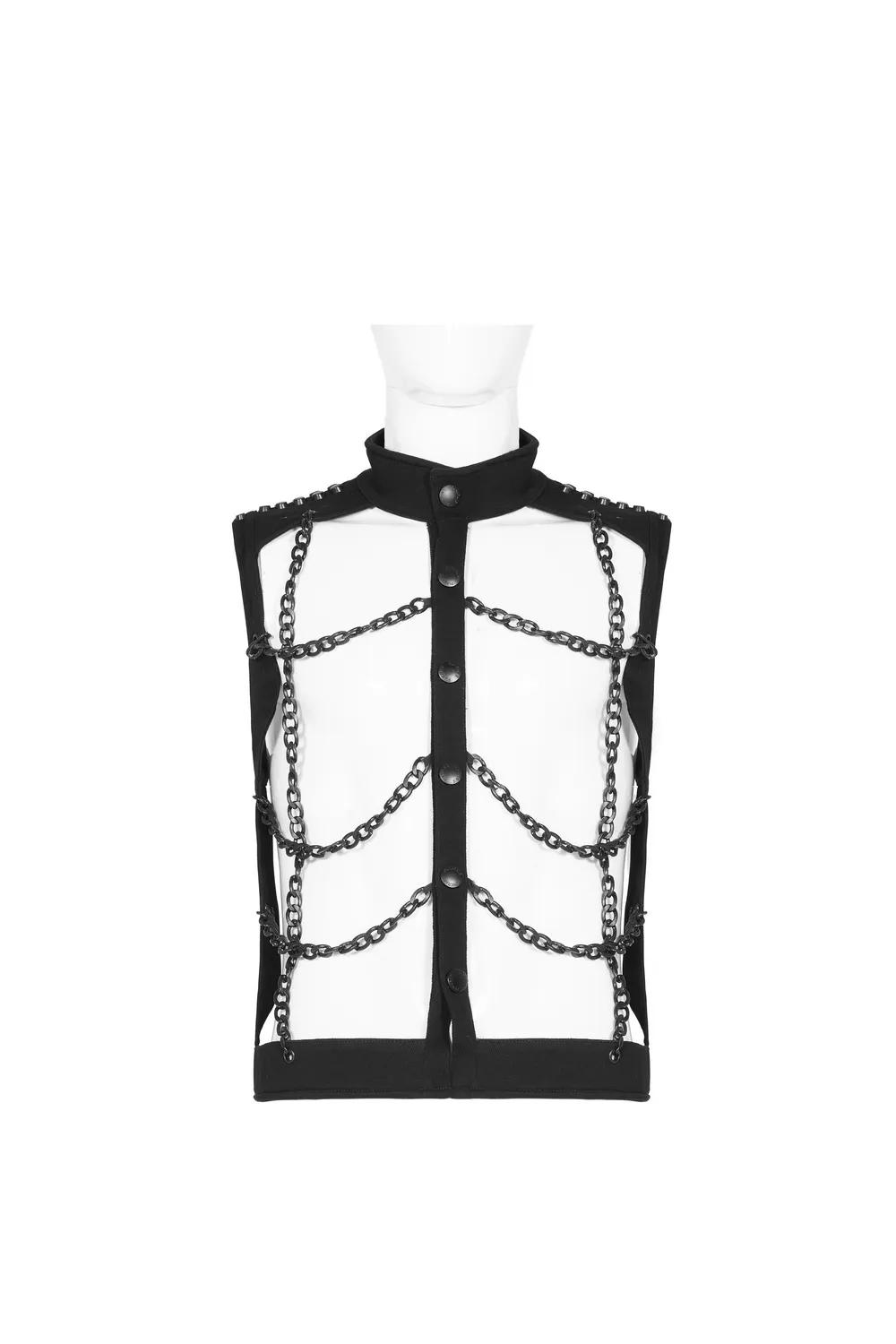 Black Warlock Chain Waistcoat Punk Rave Style