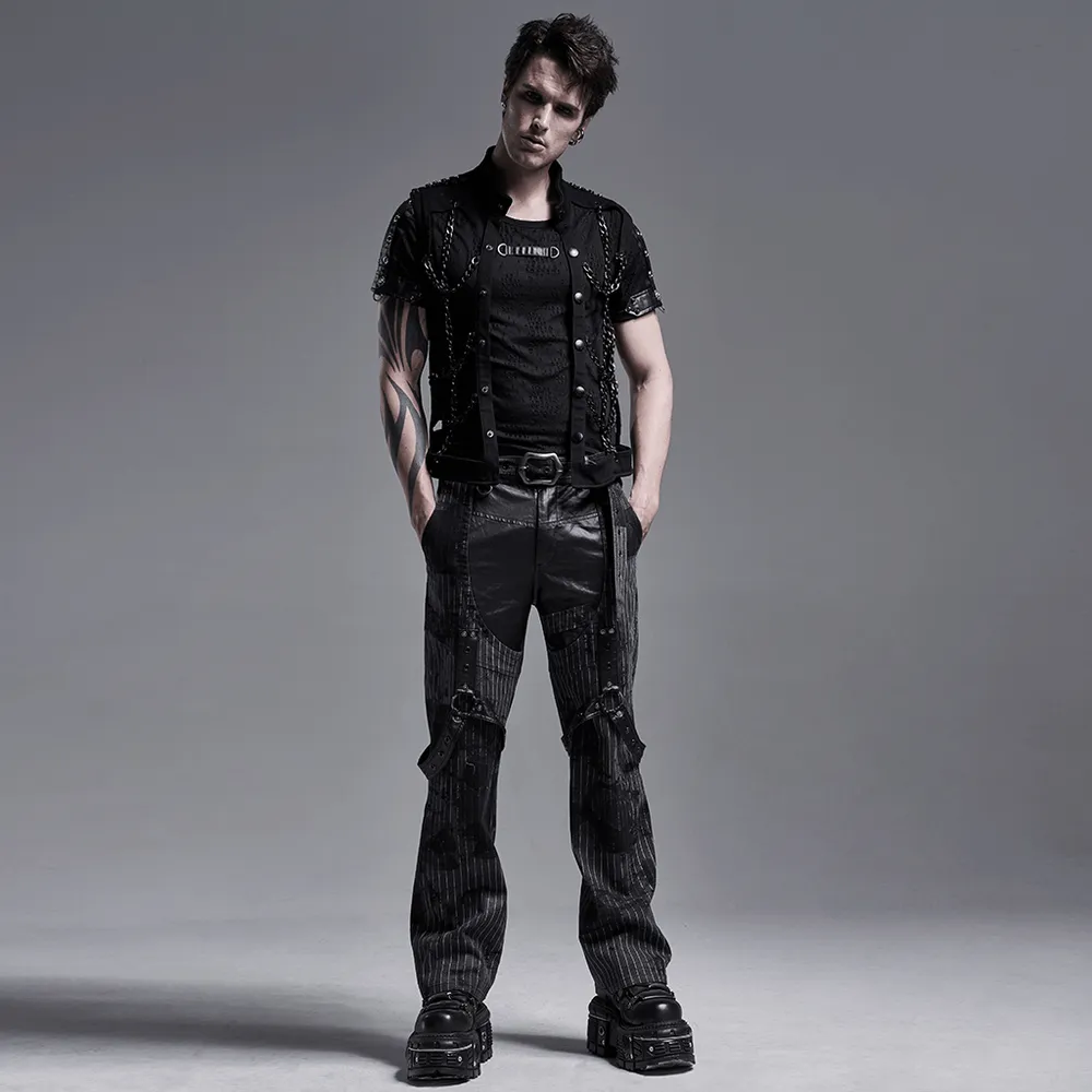 Black Warlock Chain Waistcoat Punk Rave Style
