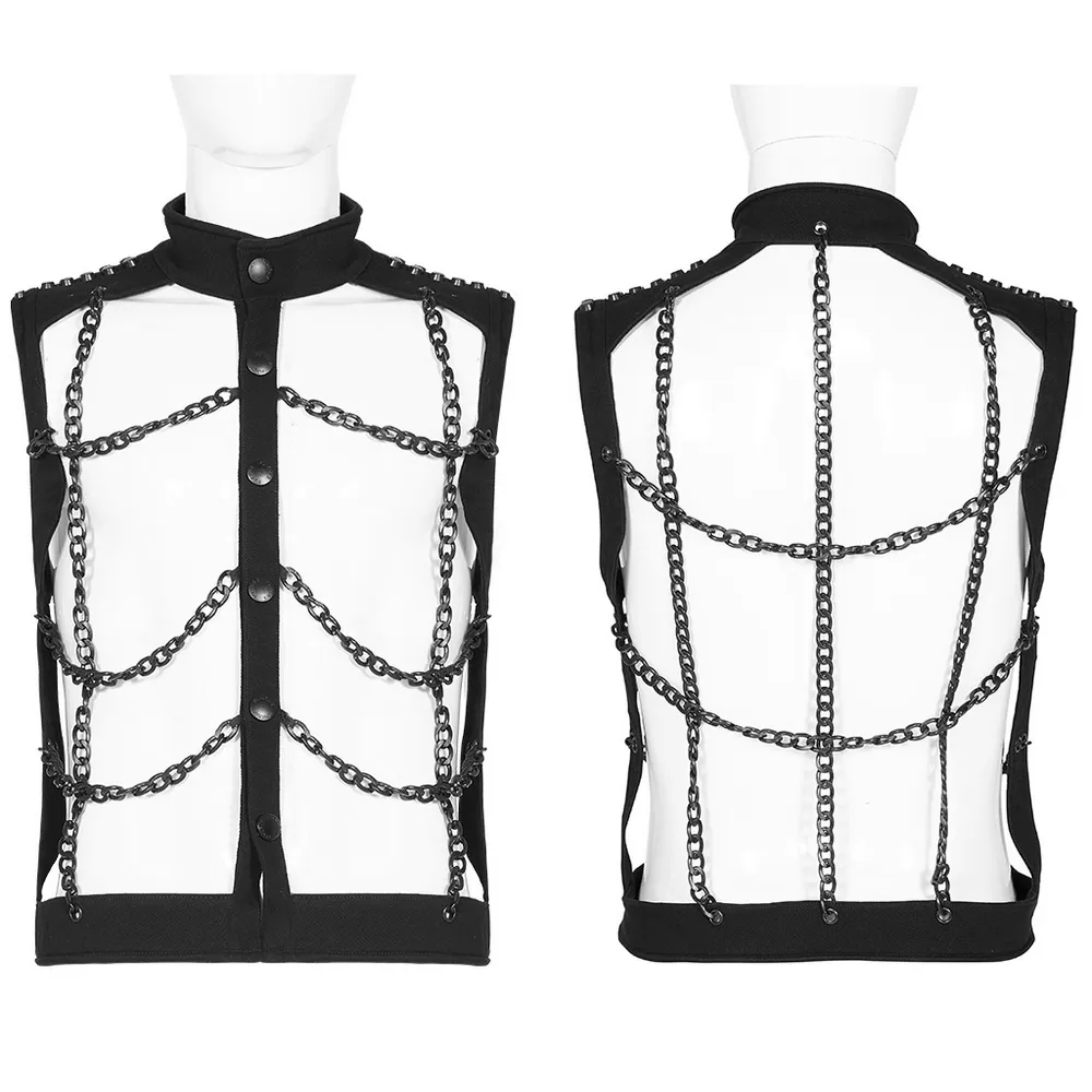 Black Warlock Chain Waistcoat Punk Rave Style