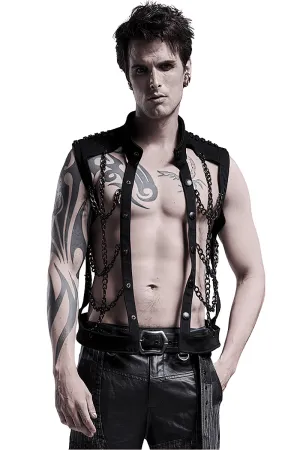Black Warlock Chain Waistcoat Punk Rave Style