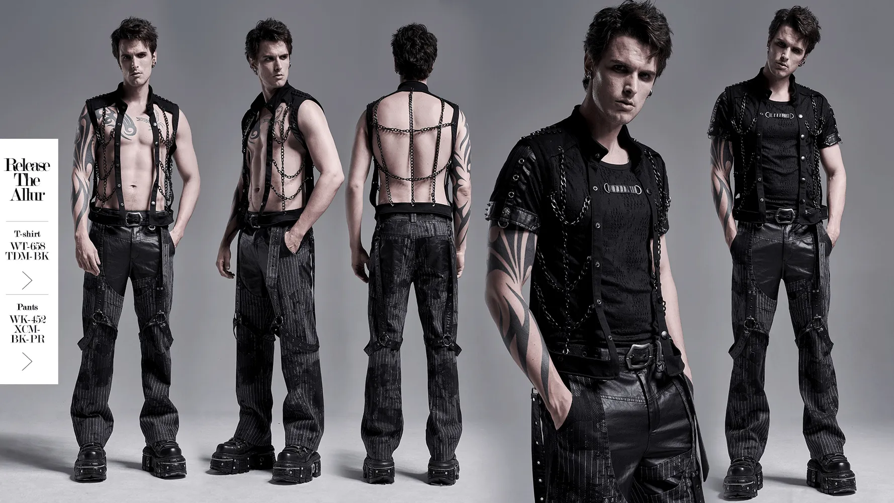 Black Warlock Chain Waistcoat Punk Rave Style