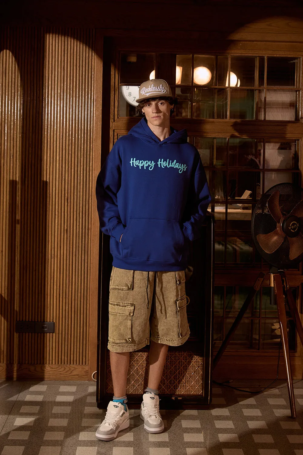Blue Happy Holidays Hoodie