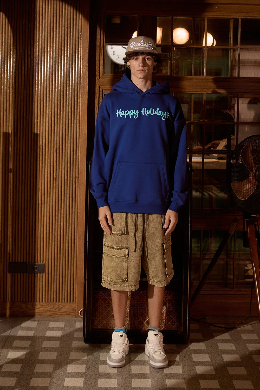 Blue Happy Holidays Hoodie