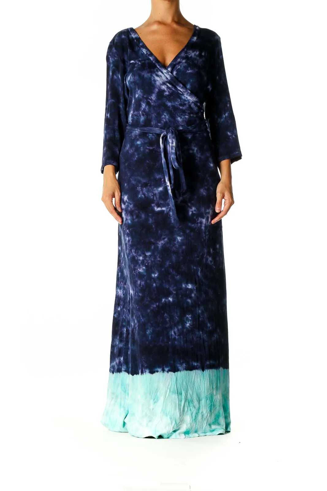 Blue Tie And Dye Column Dress