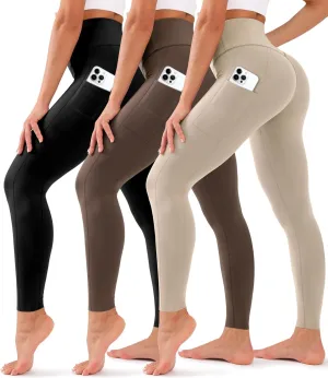 BLUEENJOY 3 Pack Leggings with Pockets for Women,High Waisted Tummy Control Workout Yoga Pants