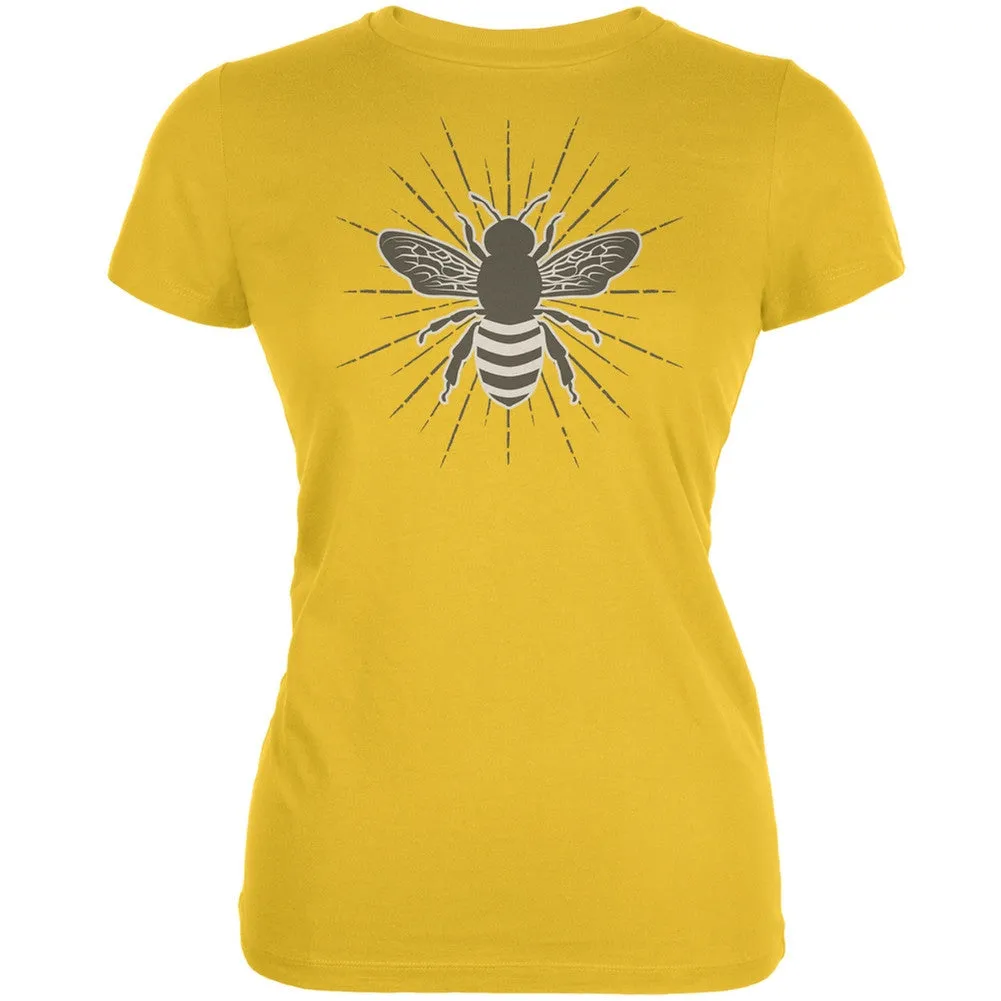 Bumble Bee Rays Bright Yellow Juniors Soft T-Shirt