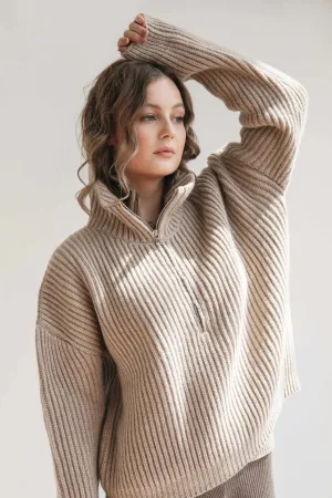 Carolyn Ferreira Knitwear - Esra Half Zip Pullover