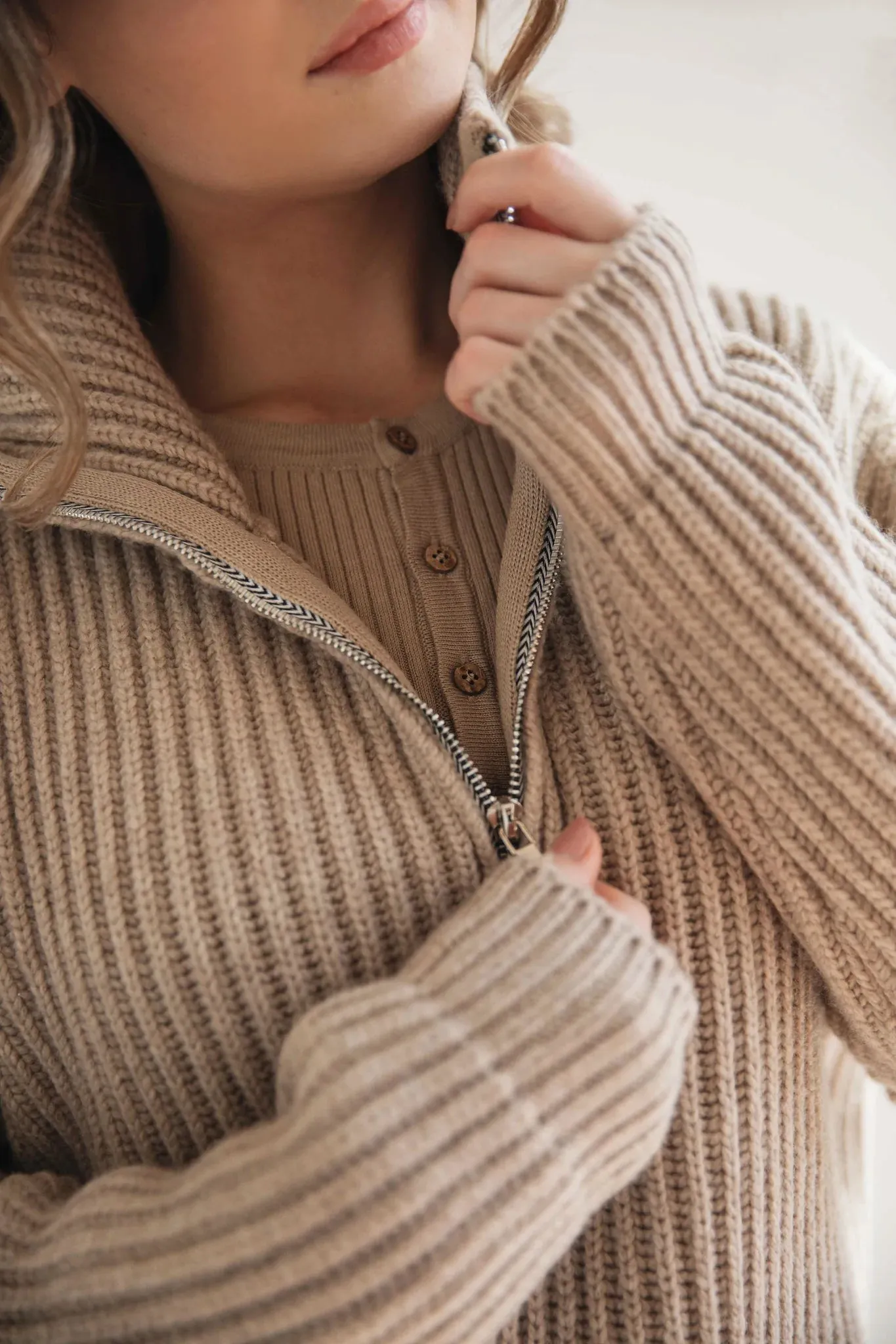 Carolyn Ferreira Knitwear - Esra Half Zip Pullover