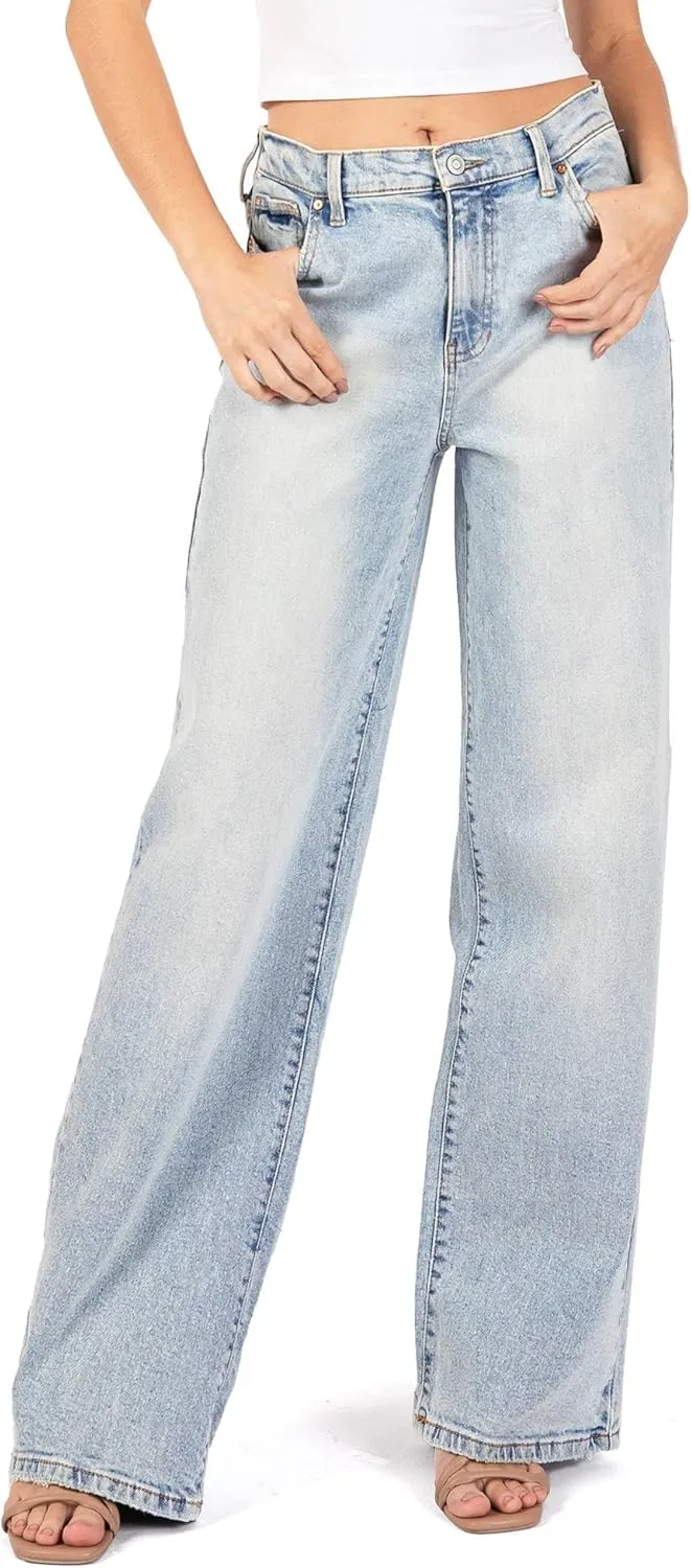 Celebrity Pink Women's Juniors High Rise Wide Leg Trouser Pants
