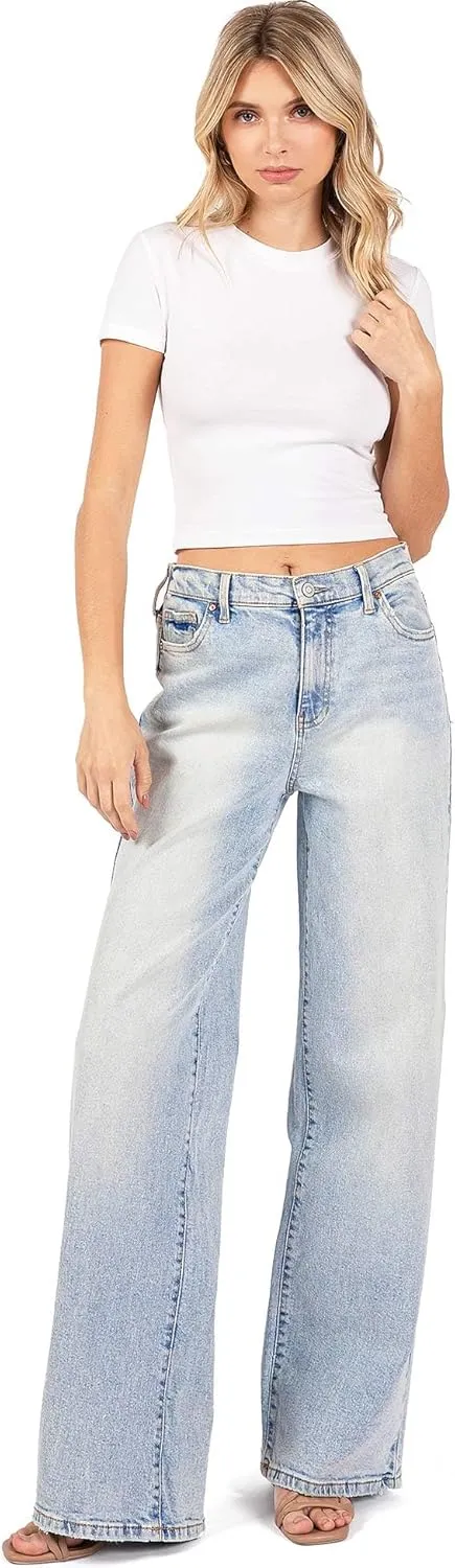 Celebrity Pink Women's Juniors High Rise Wide Leg Trouser Pants