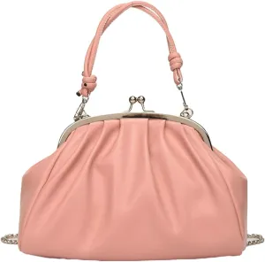 Chain Evening Handbag Purses for Women Kiss Lock Pleated Clutch Bag Cross Body Purse Elegant Handle for Daily Life