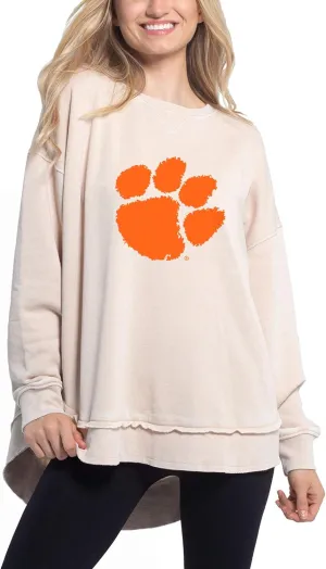 Chicka-d NCAA Clemson Tigers Womens Pullover Sweatshirt, Oatmeal, X-Large