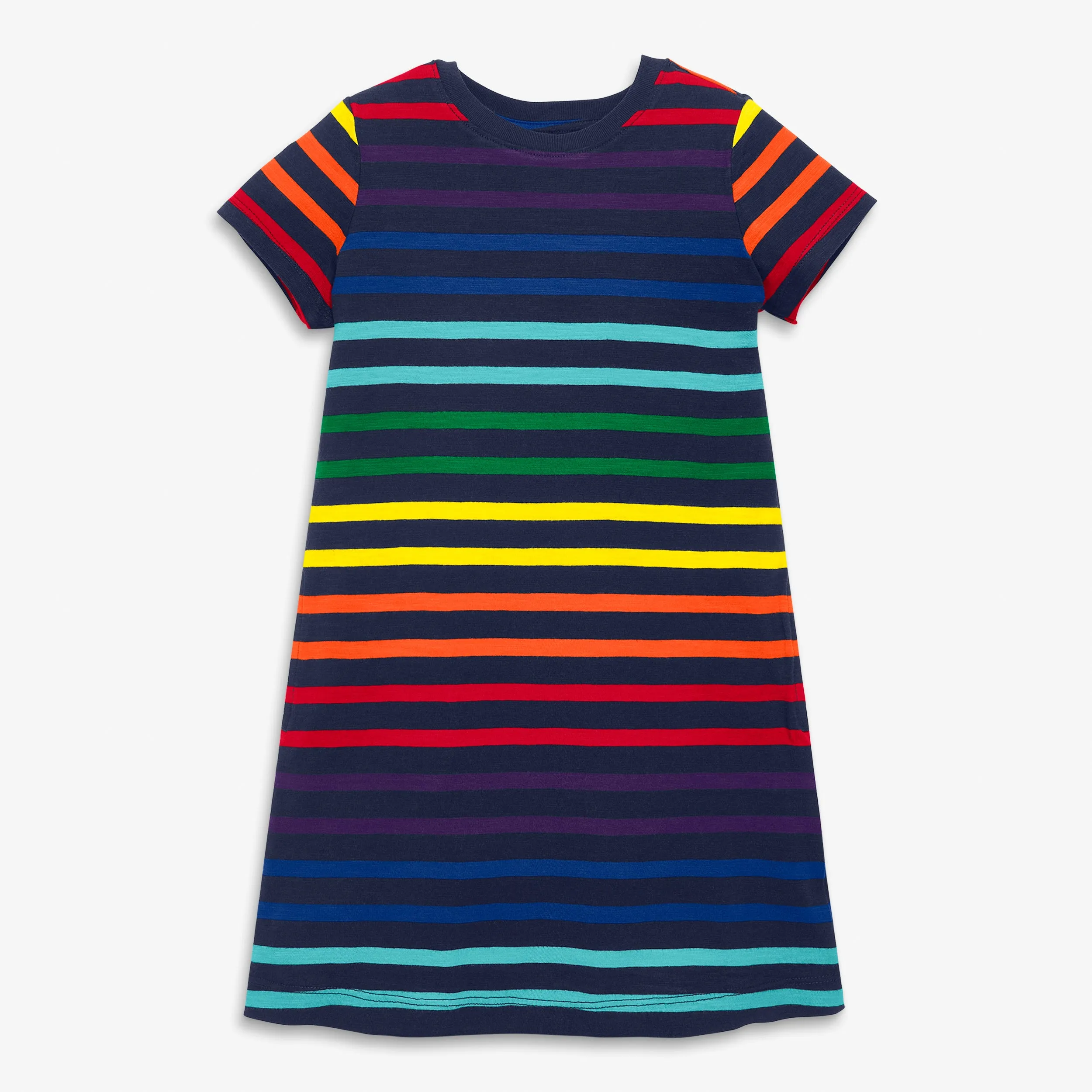 Clearance kids t-shirt dress in rainbow stripe