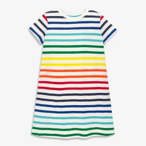 Clearance kids t-shirt dress in rainbow stripe
