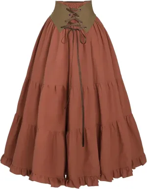 CR ROLECOS Womens Renaissance Skirt Victorian Lace-up High Waist Peasant Long Skirt