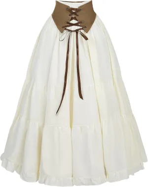 CR ROLECOS Womens Renaissance Skirt Victorian Lace-up High Waist Peasant Long Skirt