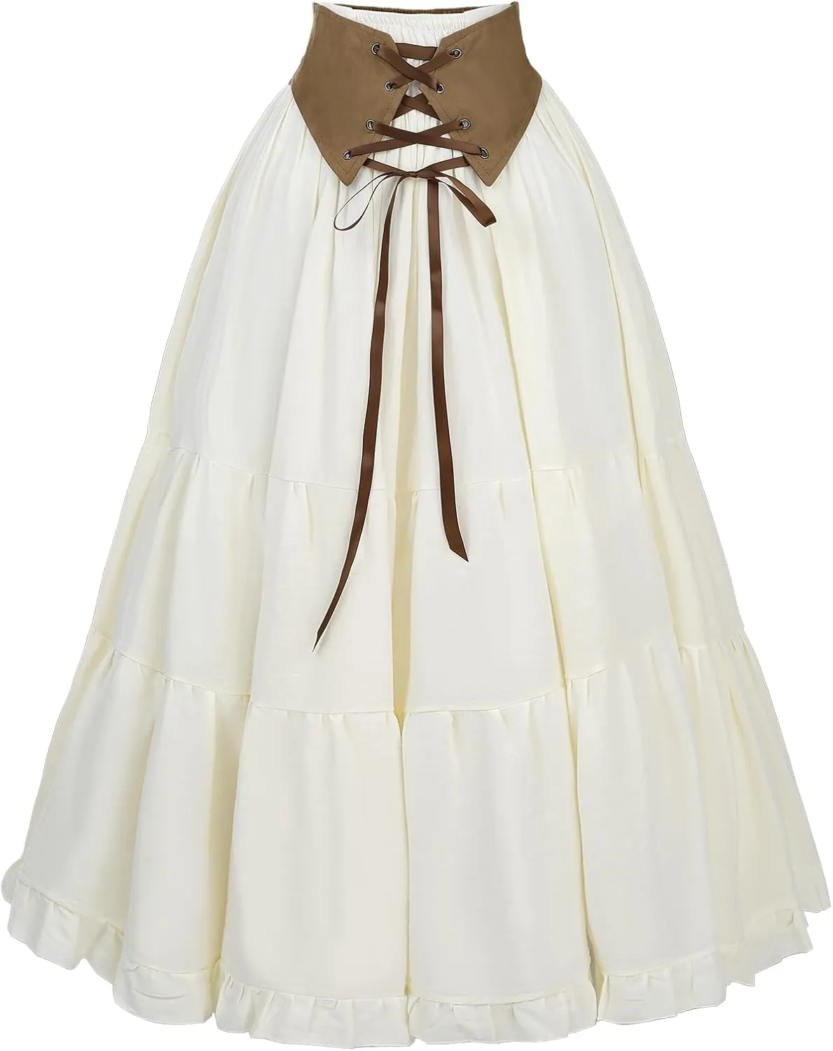 CR ROLECOS Womens Renaissance Skirt Victorian Lace-up High Waist Peasant Long Skirt