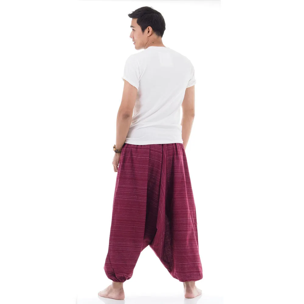 Crimson Dusk Men's Pinstripe Drop Crotch Harem Pants
