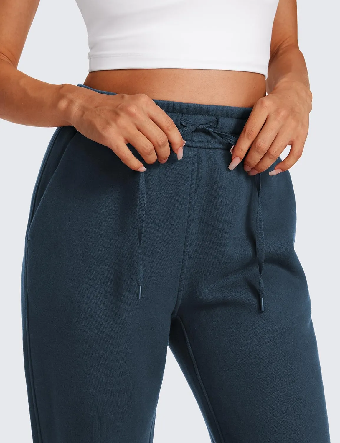 CRZ YOGA Cotton Fleece Lined Sweatpants Women High Waisted Warm Casual Lounge Jogger Pants with Pockets