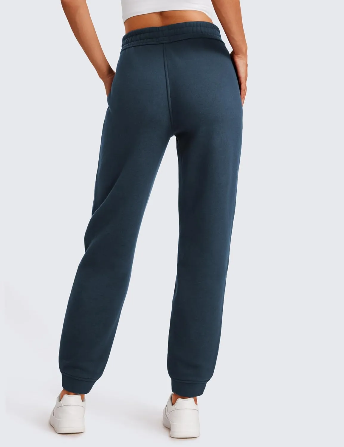CRZ YOGA Cotton Fleece Lined Sweatpants Women High Waisted Warm Casual Lounge Jogger Pants with Pockets