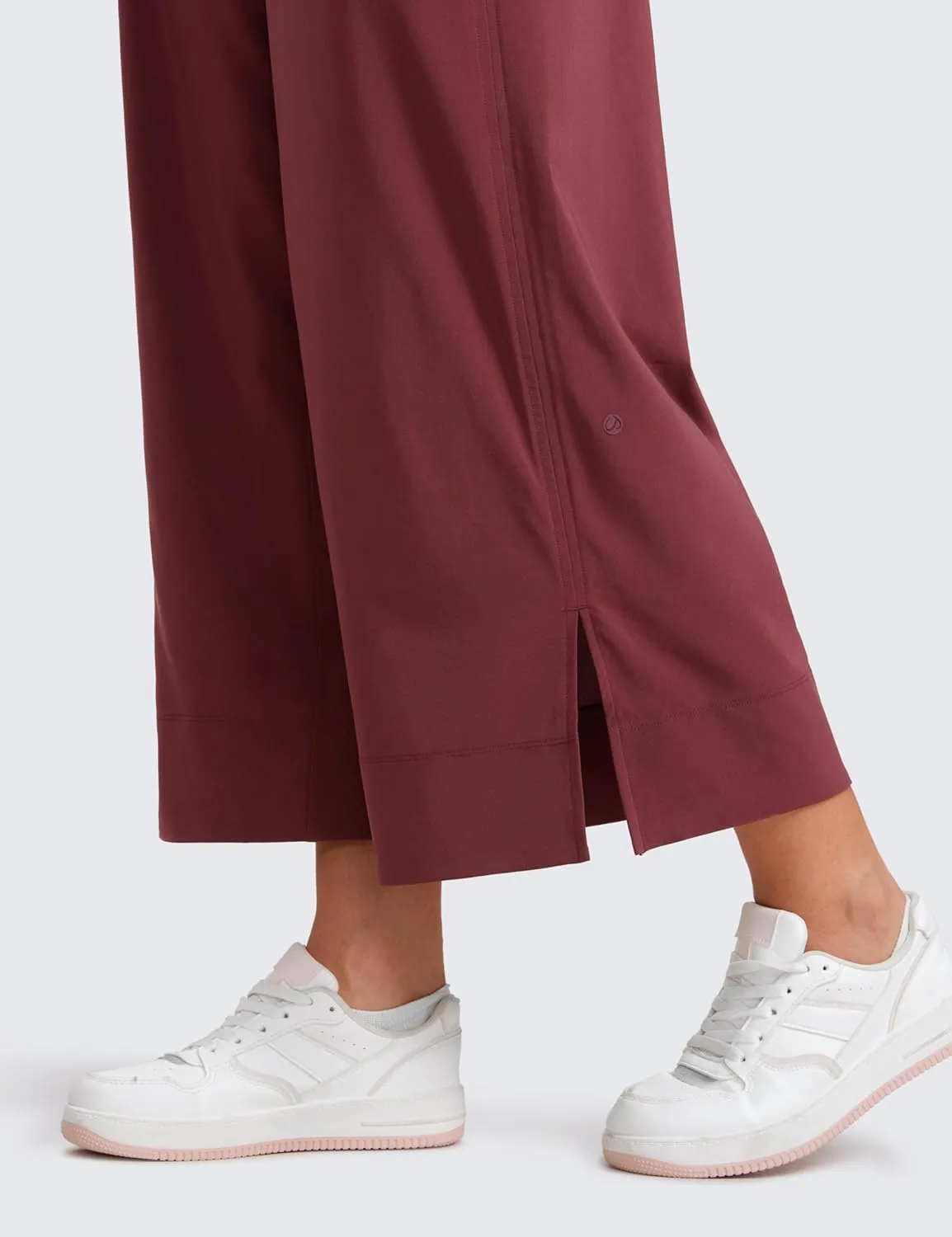 CRZ YOGA Lightweight Wide Leg Cropped Pants for Women 25" High Waisted Loose Casual Lounge Travel Work Sweatpants Summer