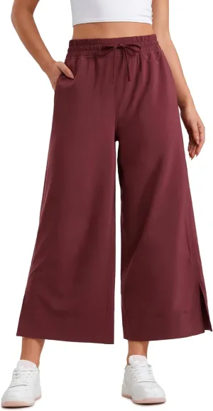 CRZ YOGA Lightweight Wide Leg Cropped Pants for Women 25" High Waisted Loose Casual Lounge Travel Work Sweatpants Summer
