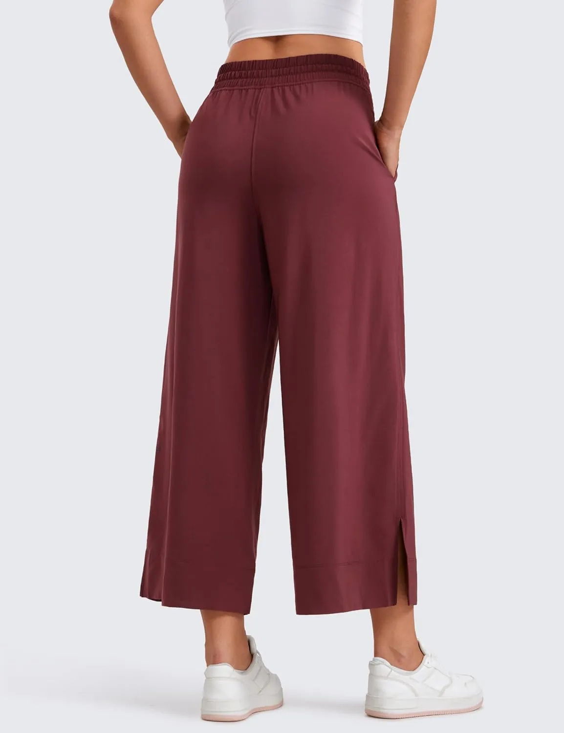 CRZ YOGA Lightweight Wide Leg Cropped Pants for Women 25" High Waisted Loose Casual Lounge Travel Work Sweatpants Summer