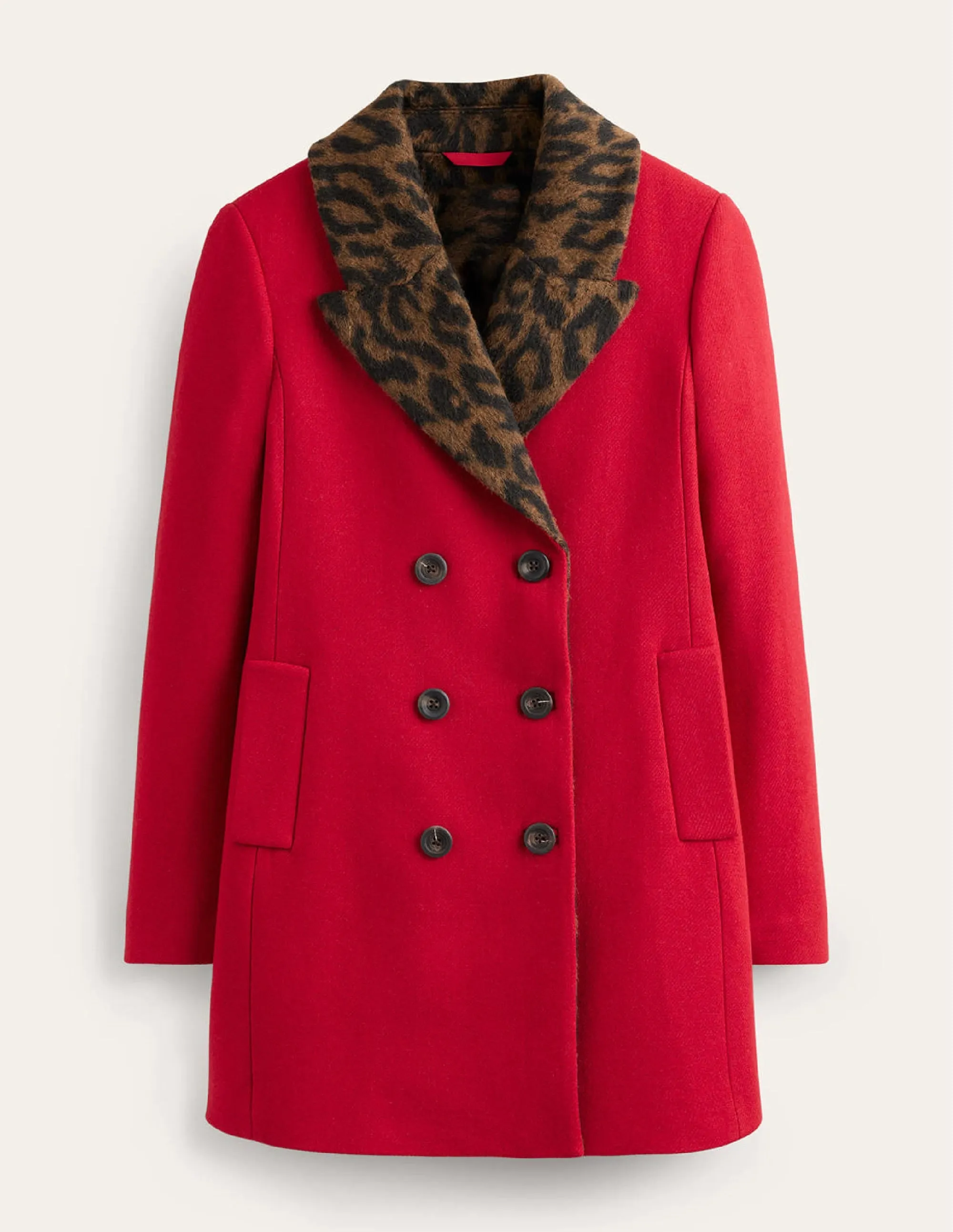 Double-Breasted Wool Coat-Brilliant Red