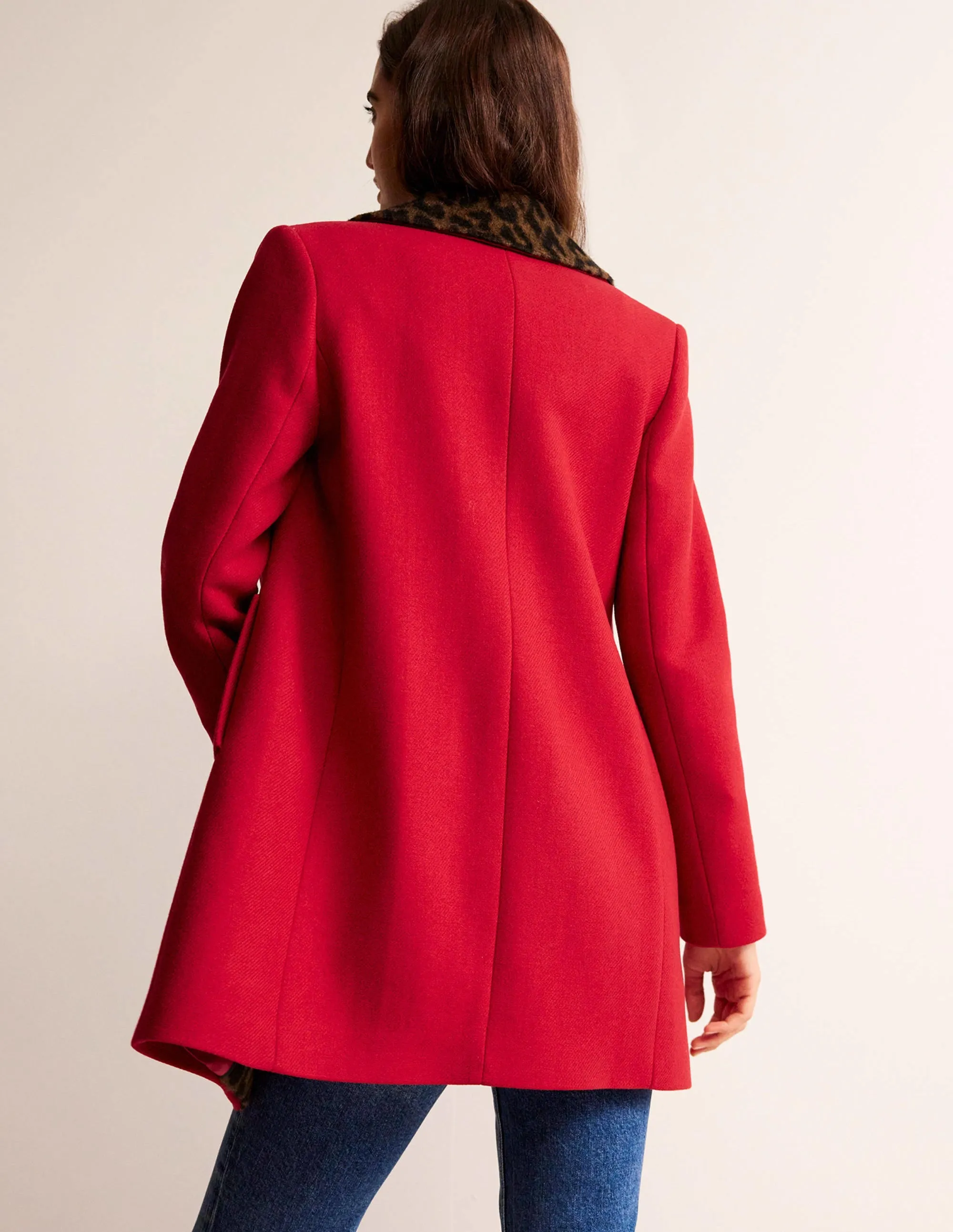 Double-Breasted Wool Coat-Brilliant Red