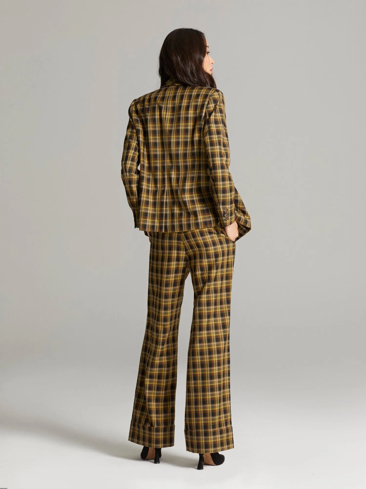 Faven Shawl Lapel Plaid Blazer
