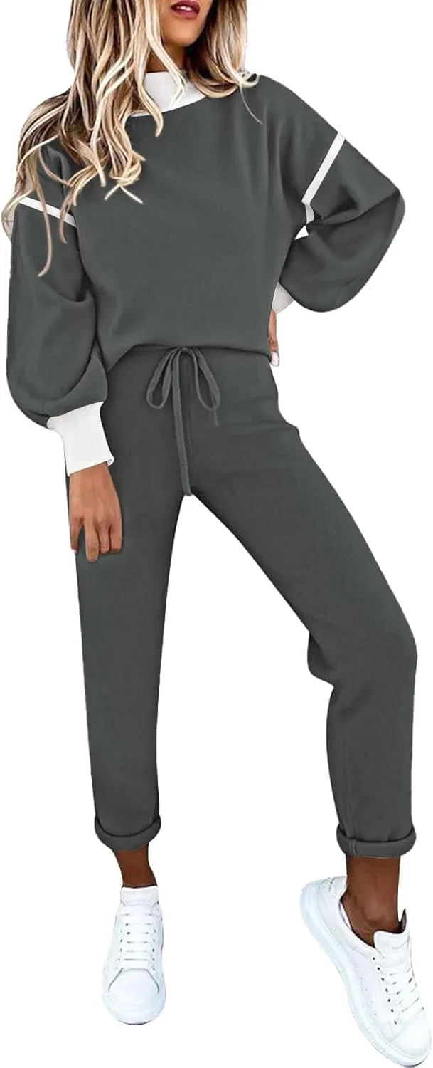 Fixmatti Women's 2 Piece Outfits Long Sleeve Pullover Sweatshirt Jogger Pants Sweatsuit