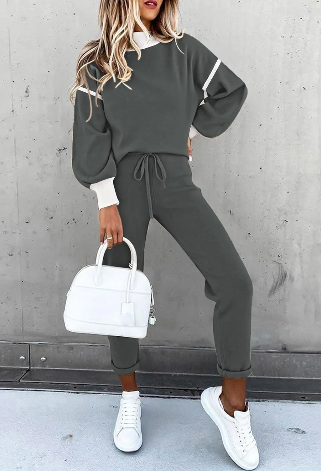 Fixmatti Women's 2 Piece Outfits Long Sleeve Pullover Sweatshirt Jogger Pants Sweatsuit