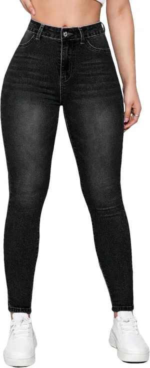 Floerns Women's High Waist Skinny Jeans Stretchy Curvy Denim Pants