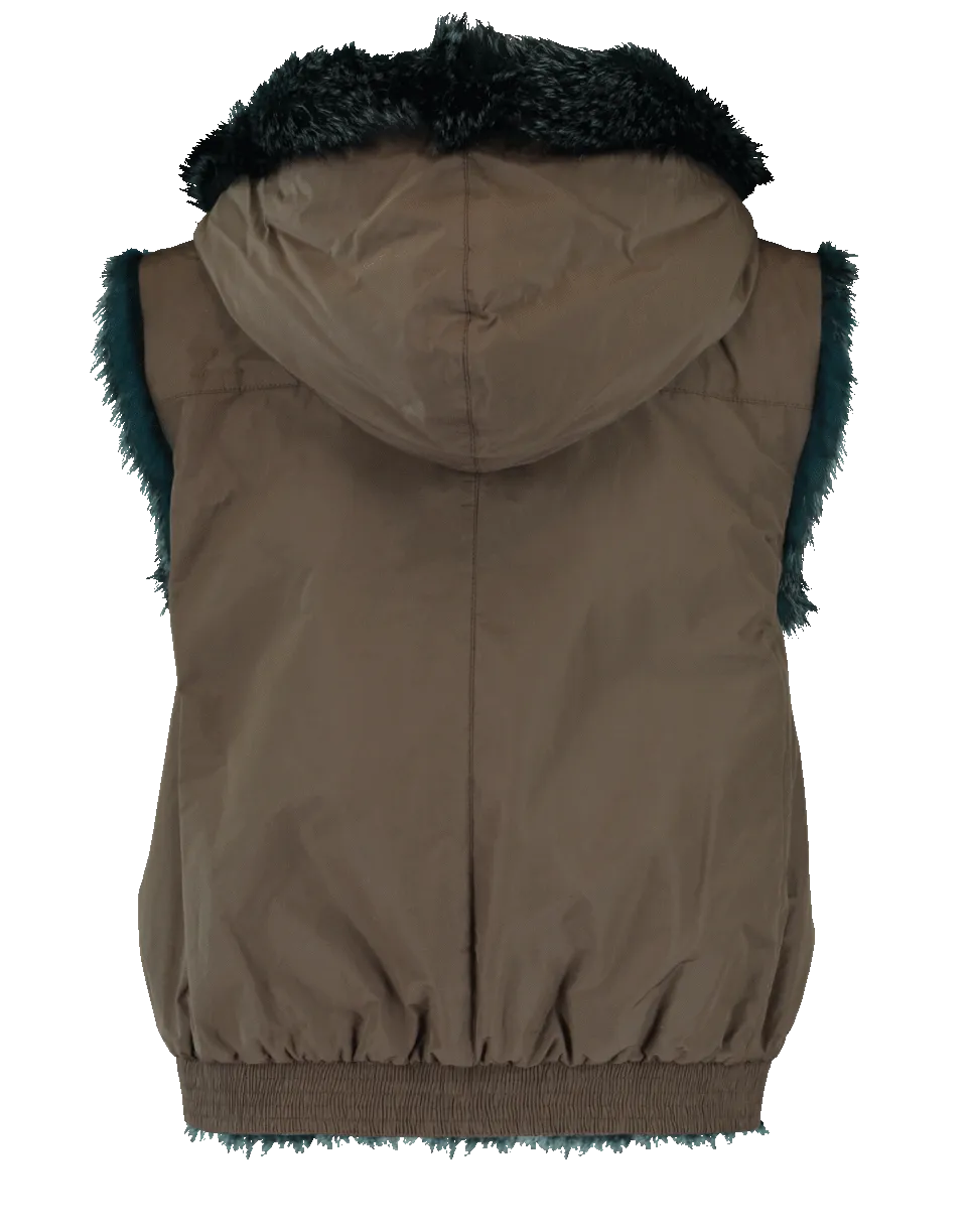Fox Fur Reversible Hooded Vest