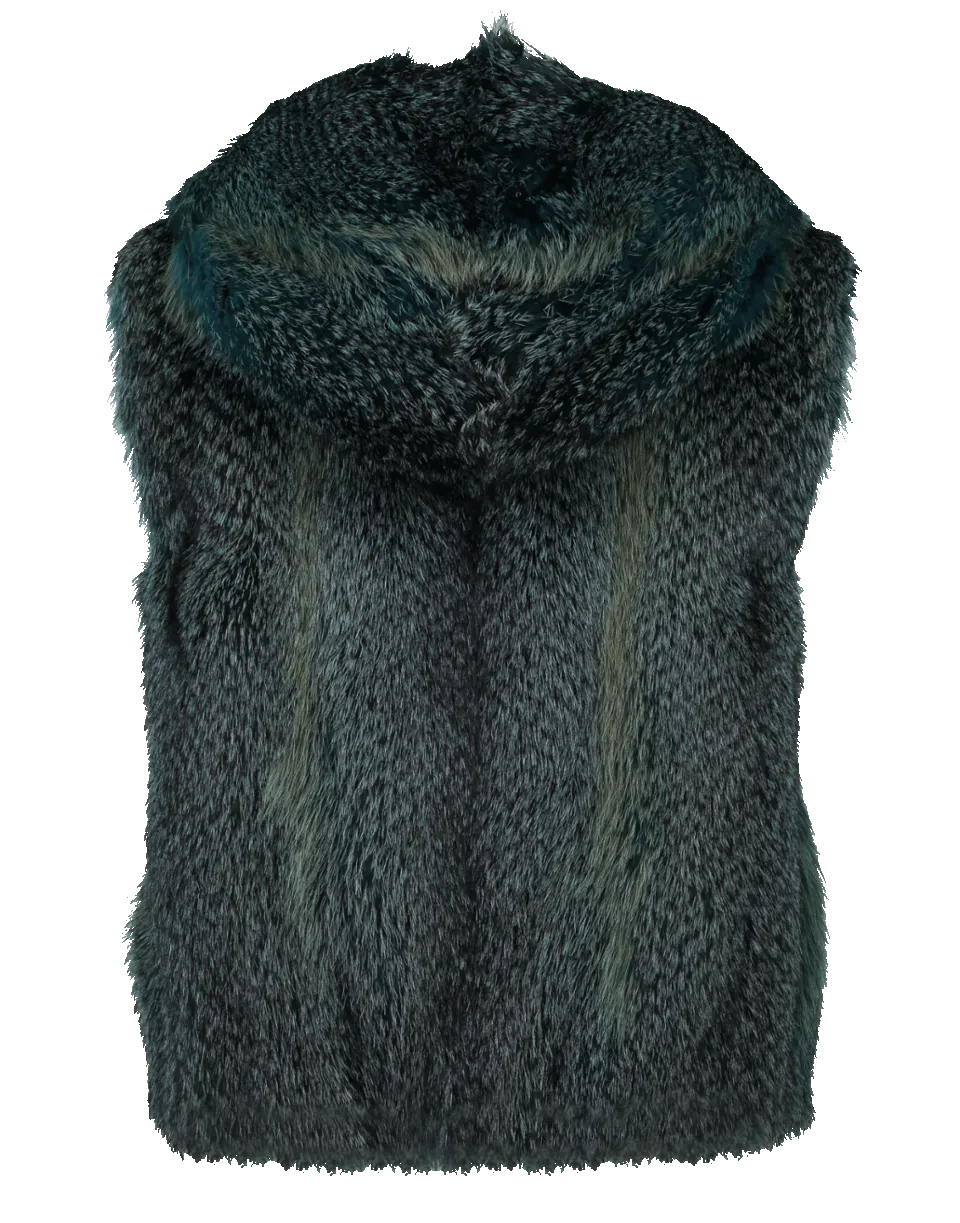 Fox Fur Reversible Hooded Vest