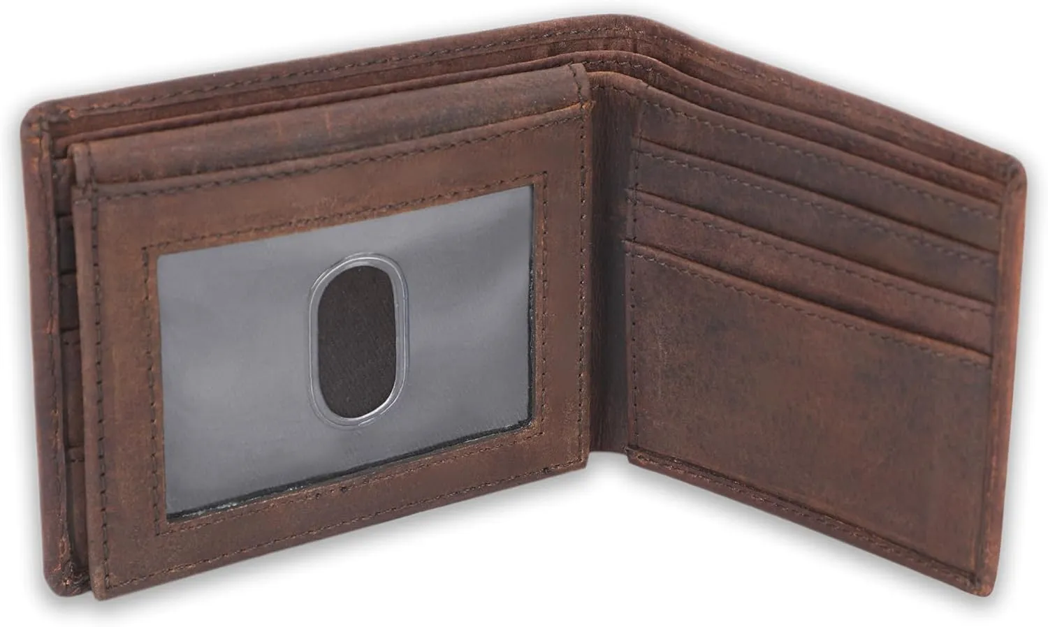 Full Grain Leather RFID Blocking Bifold Wallet for Men with Guitar Pick Holder, Slim Leather Billfold, Classic Gift Wallet (Pass Case Wallet, Brown)