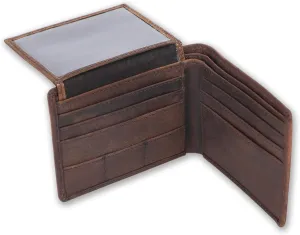 Full Grain Leather RFID Blocking Bifold Wallet for Men with Guitar Pick Holder, Slim Leather Billfold, Classic Gift Wallet (Pass Case Wallet, Brown)