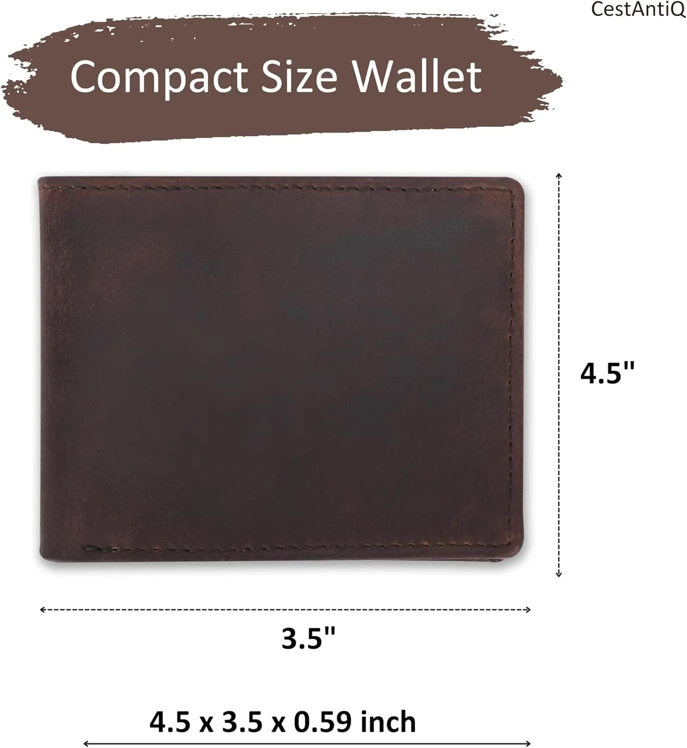 Full Grain Leather RFID Blocking Bifold Wallet for Men with Guitar Pick Holder, Slim Leather Billfold, Classic Gift Wallet (Pass Case Wallet, Brown)