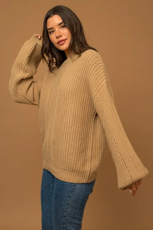 GILLI Balloon Sleeve Braid Sweater
