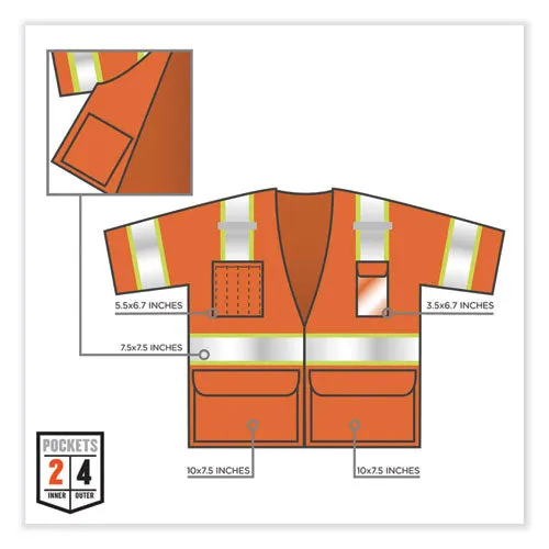 Glowear 8346z Class 3 Two-tone Hi-vis Surveyor Zipper Vest, Large/x-large, Orange, Ships In 1-3 Business Days
