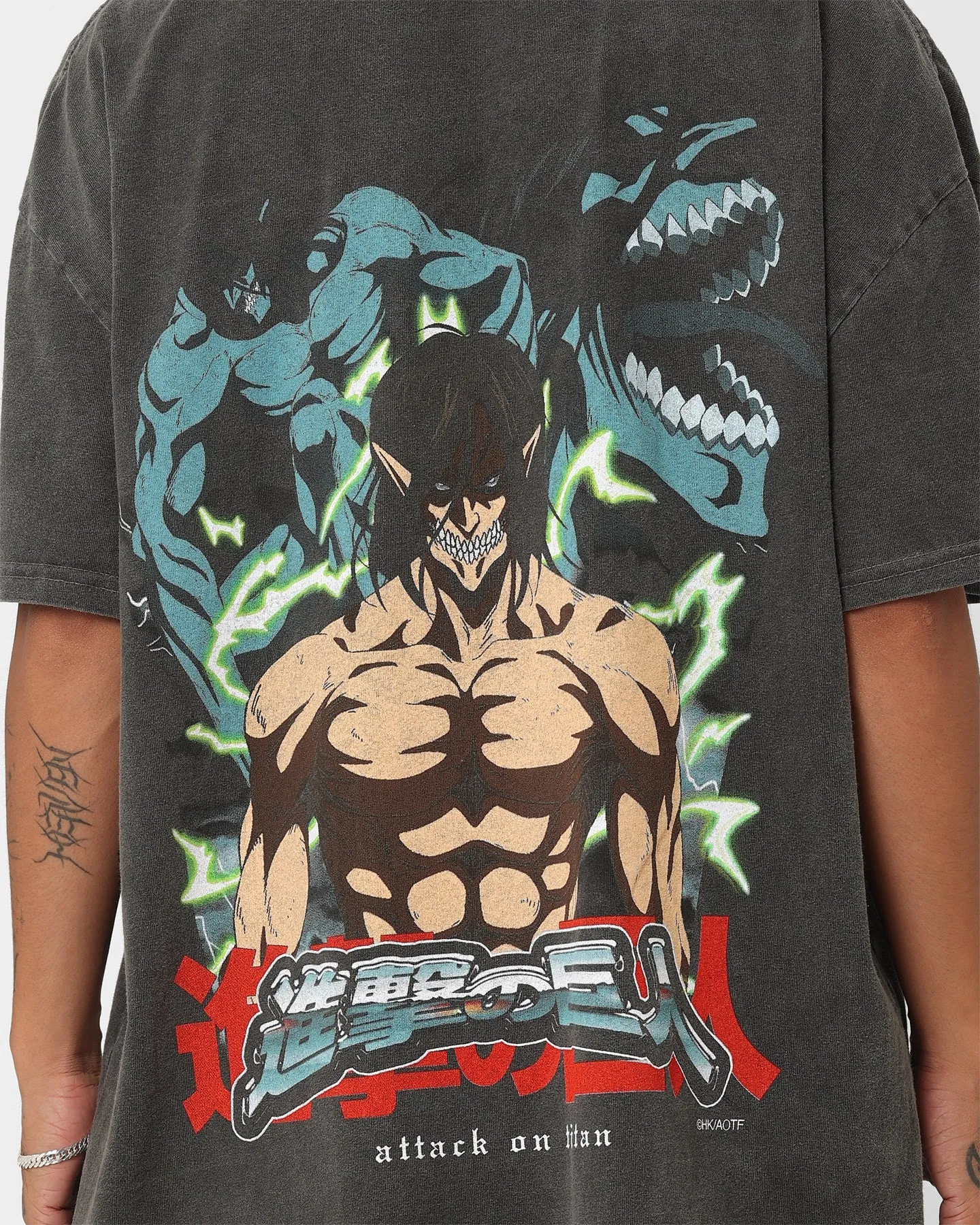 Goat Crew X Attack On Titan Attack Titan Vintage Heavyweight T-Shirt Black Wash